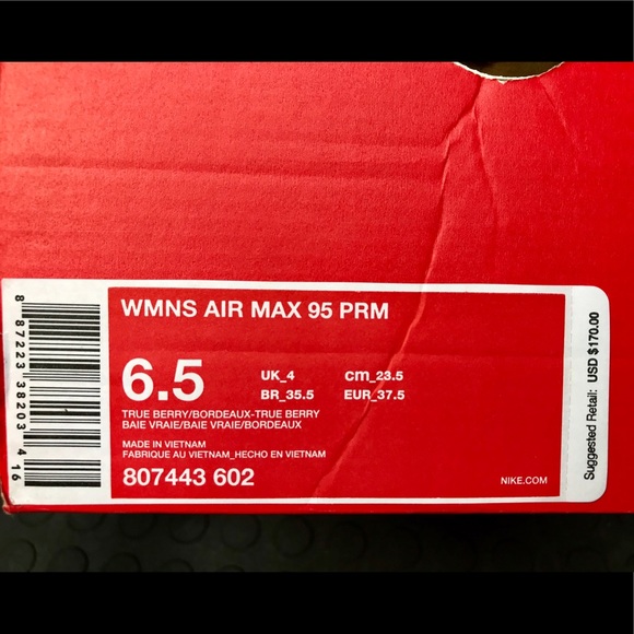 Nike Air Max 95 PRM Women’s Size 6.5 True Berry - Picture 8 of 8